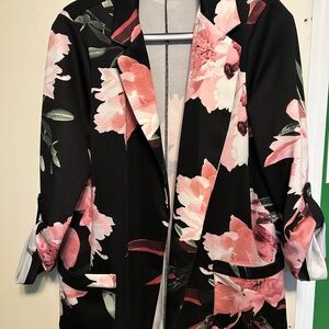 Costa Blanca Black and Pink Floral Blazer